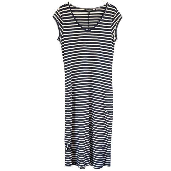 Toad&Co Dresses & Skirts - Like New Toad&Co Samba Muse Ruched
Side Striped Midi Dress Size Medium